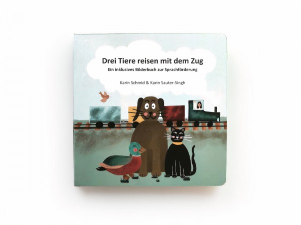 Drei Tiere reisen mit dem Zug