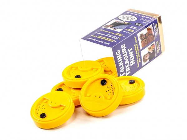 Schatzsuche Spiel - mit Tinotalk Sprechenden Dosen (6er Set)