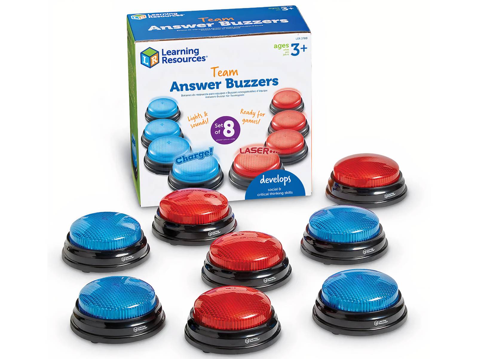 Buzzer de réponse de jeu léger et sonore 2, bouton de lecture sonore  électronique avec quiz léger sur le trivia, jeux de gros buzzer pour les