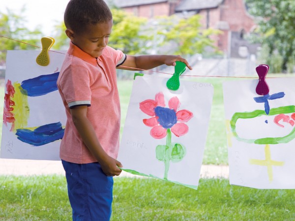 Sprechende Klammern Aufhängen und Besprechen - Wäscheleine