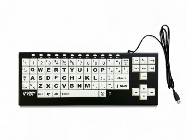 Visionkeys Black and White Expanded Keyboard (IT)